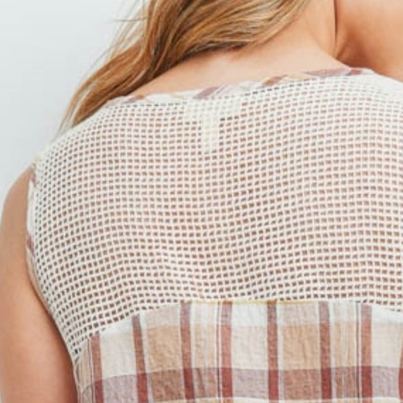 Handkerchief Hem Mesh Detail Mixed Plaid Dress - Picture 6 of 14